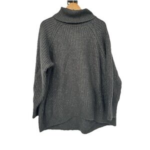 Black Old Navy Ribbed Turtleneck Tunic Sweater Oversized Slouchy Capsule Cozy